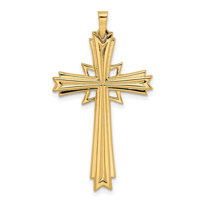 14K Gelbgold Polierter Massiver Fantasie-Kreuz-Anhänger