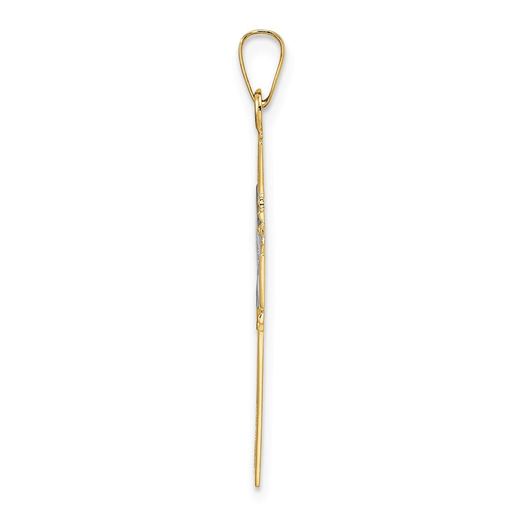 14K Gelbgold polierter Fancy Iona Kreuz-Anhänger, massiv