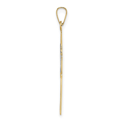 14K Gelbgold polierter Fancy Iona Kreuz-Anhänger, massiv