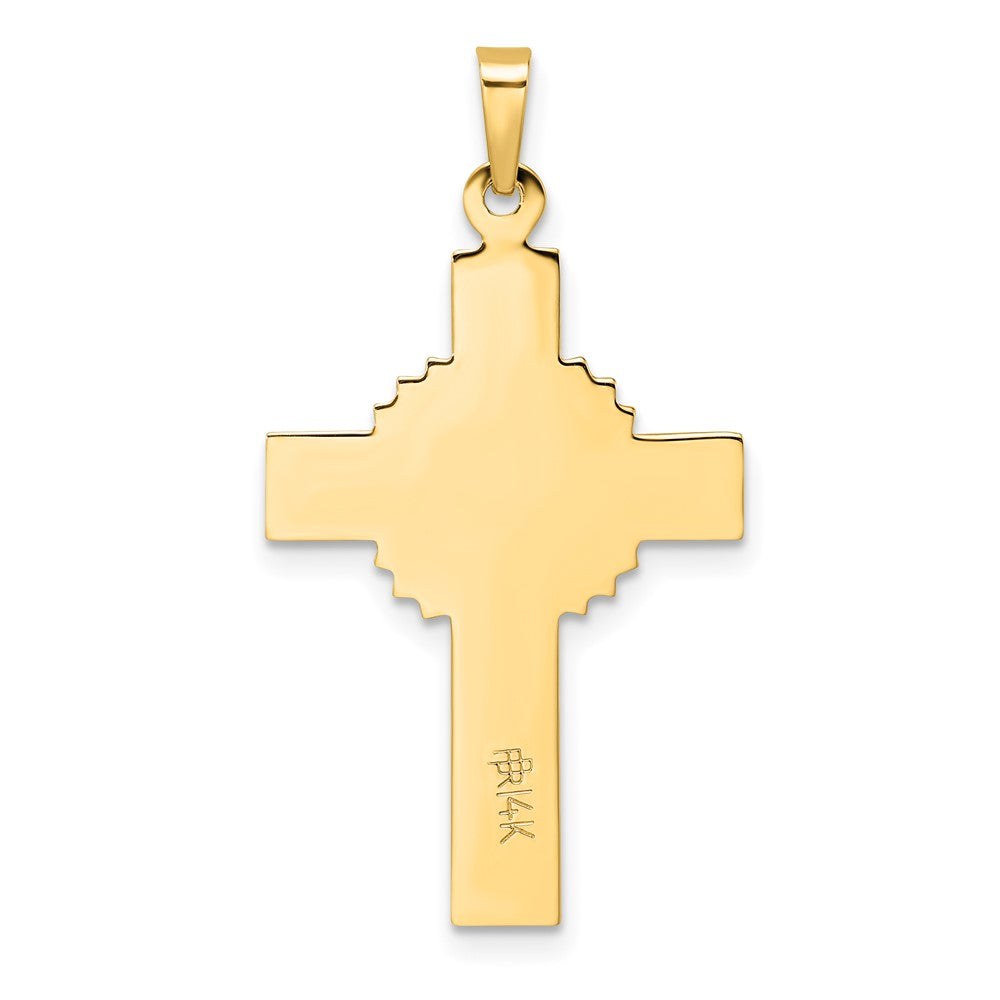 14K Gelbgold polierter Fancy Iona Kreuz-Anhänger, massiv