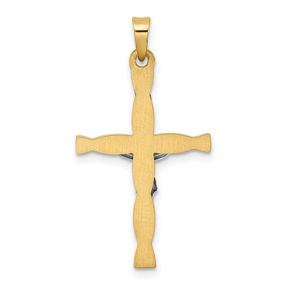 14K Bicolor 14K Bicolor Poliert Hohl Inri Kruzifix Gedreht Kreuz Anhänger