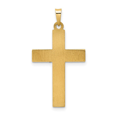 14K Bicolor 14K Bicolor Poliert und Gedreht Hohl Inri Kruzifix Anhänger