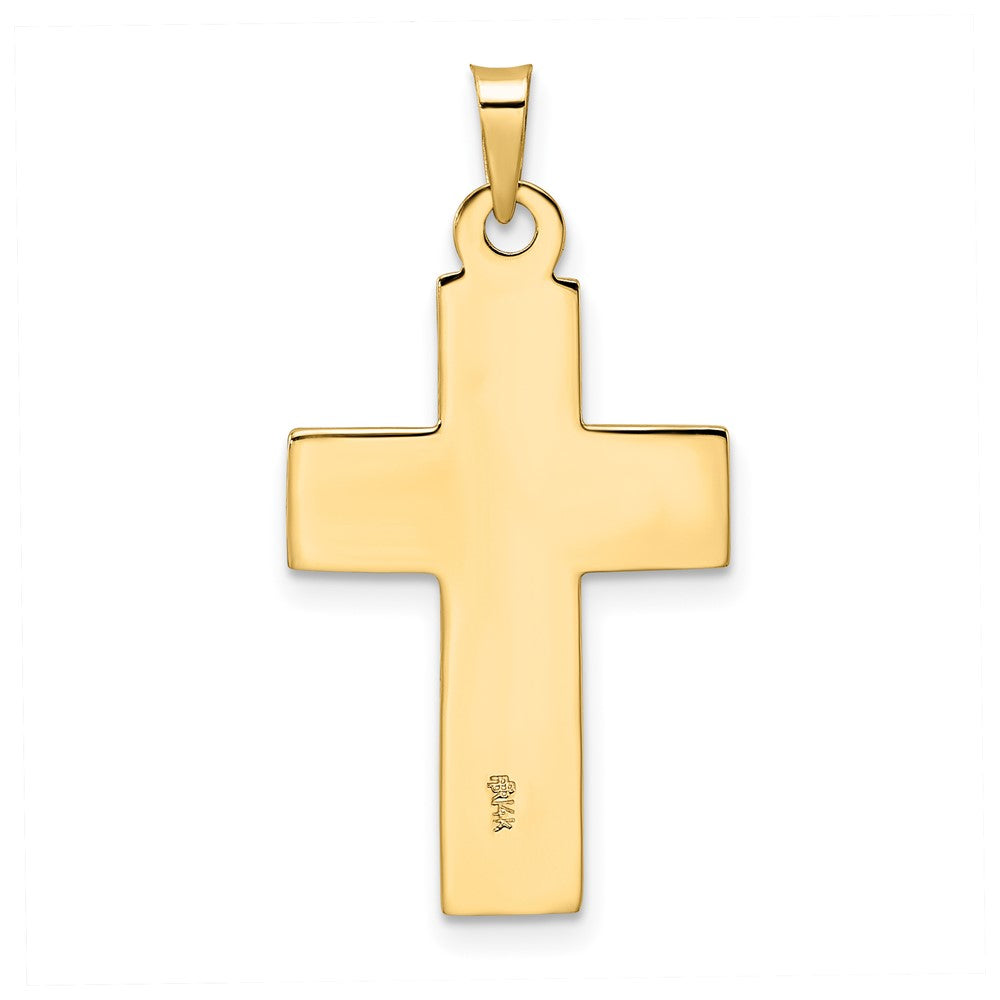14K Bicolor Gold polierter massiver INRI-Kruzifix-Anhänger