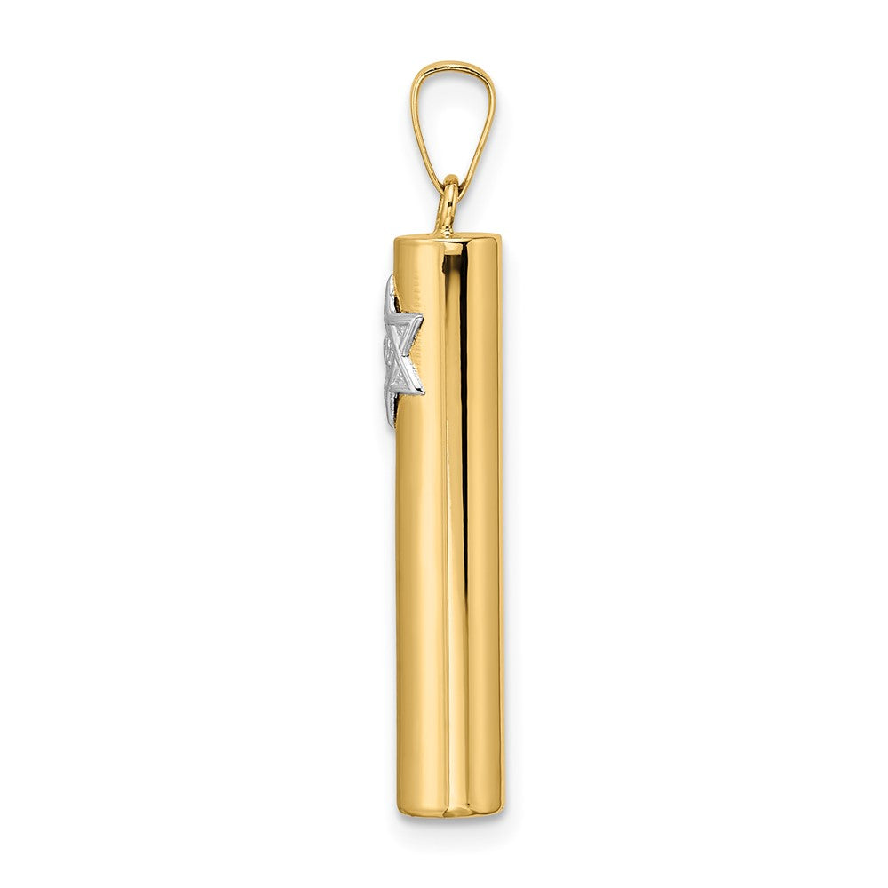 14K Gelbgold 14K Poliert Hohl Mezuzah mit Stern Of David Anhänger