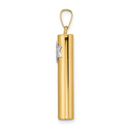 14K Gelbgold 14K Poliert Hohl Mezuzah mit Stern Of David Anhänger