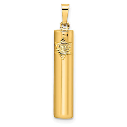 14K Gelbgold 14K Poliert Hohl Mezuzah mit Stern Of David Anhänger