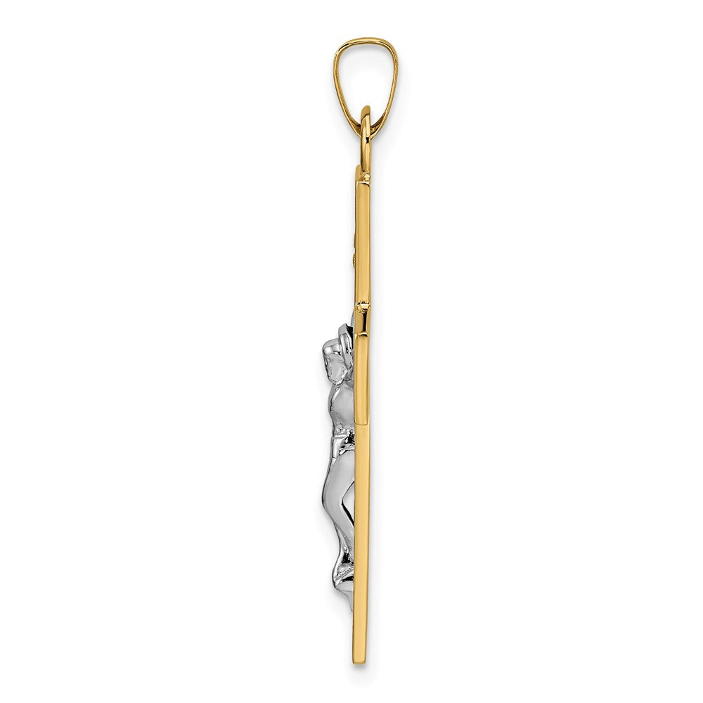 14K Bicolor Gold Polierter Massiver INRI Kruzifix-Anhänger