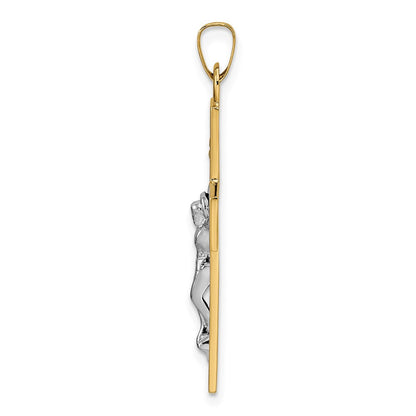 14K Bicolor Gold Polierter Massiver INRI Kruzifix-Anhänger