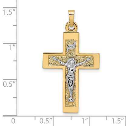 14K Bicolor Gold Polierter Massiver INRI Kruzifix-Anhänger