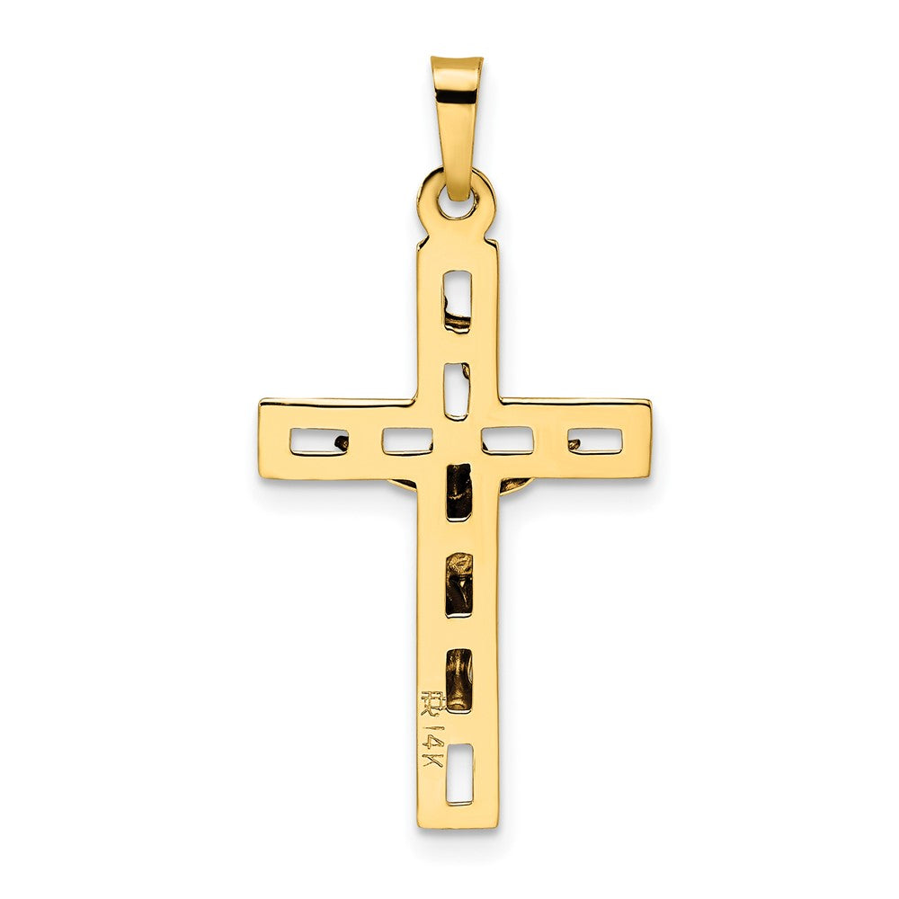 14K Bicolor Gold Polierter Massiver INRI-Kruzifix-Anhänger