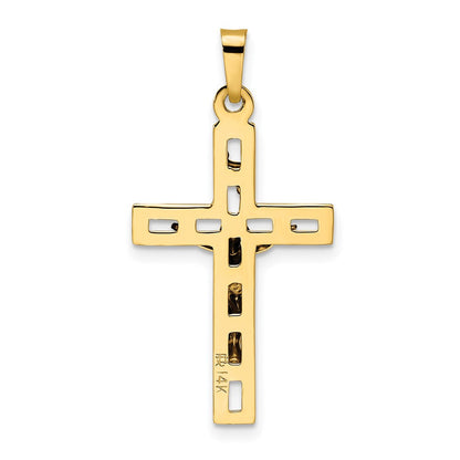 14K Bicolor Gold Polierter Massiver INRI-Kruzifix-Anhänger
