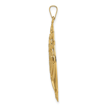 14K Gelbgold 14K Poliert Hohl Menorah Baum Of Leben Anhänger