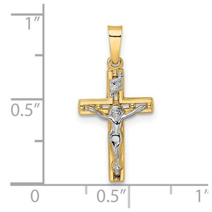 14K Bicolor 14K Bicolor Poliert Massiv Inri Kruzifix Anhänger