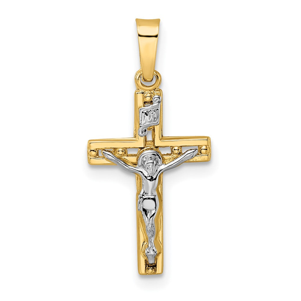 14K Bicolor 14K Bicolor Poliert Massiv Inri Kruzifix Anhänger