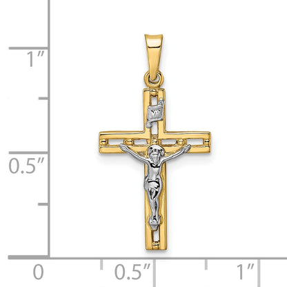 14K Bicolor 14K Bicolor Poliert Massiv Inri Kruzifix Anhänger
