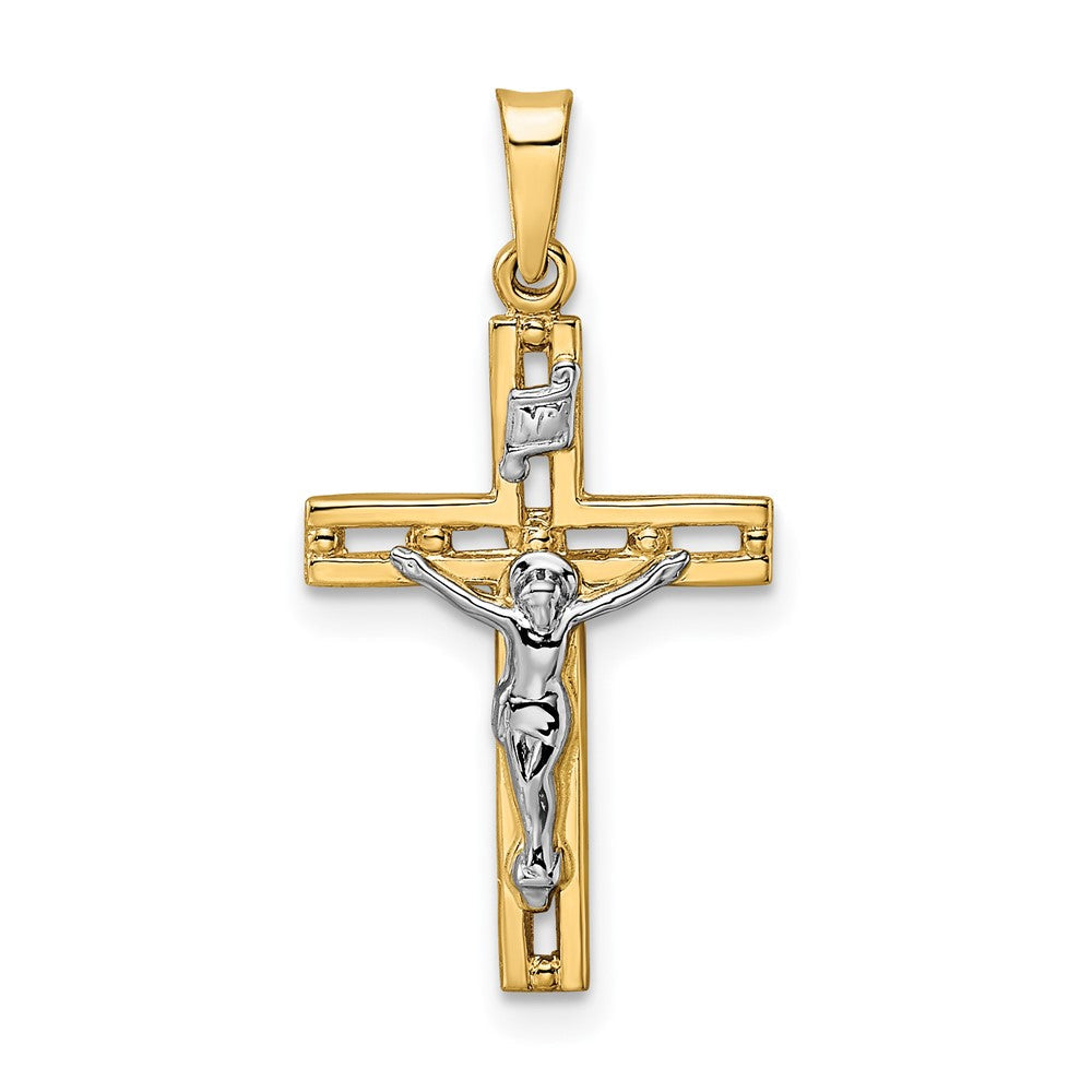 14K Bicolor 14K Bicolor Poliert Massiv Inri Kruzifix Anhänger