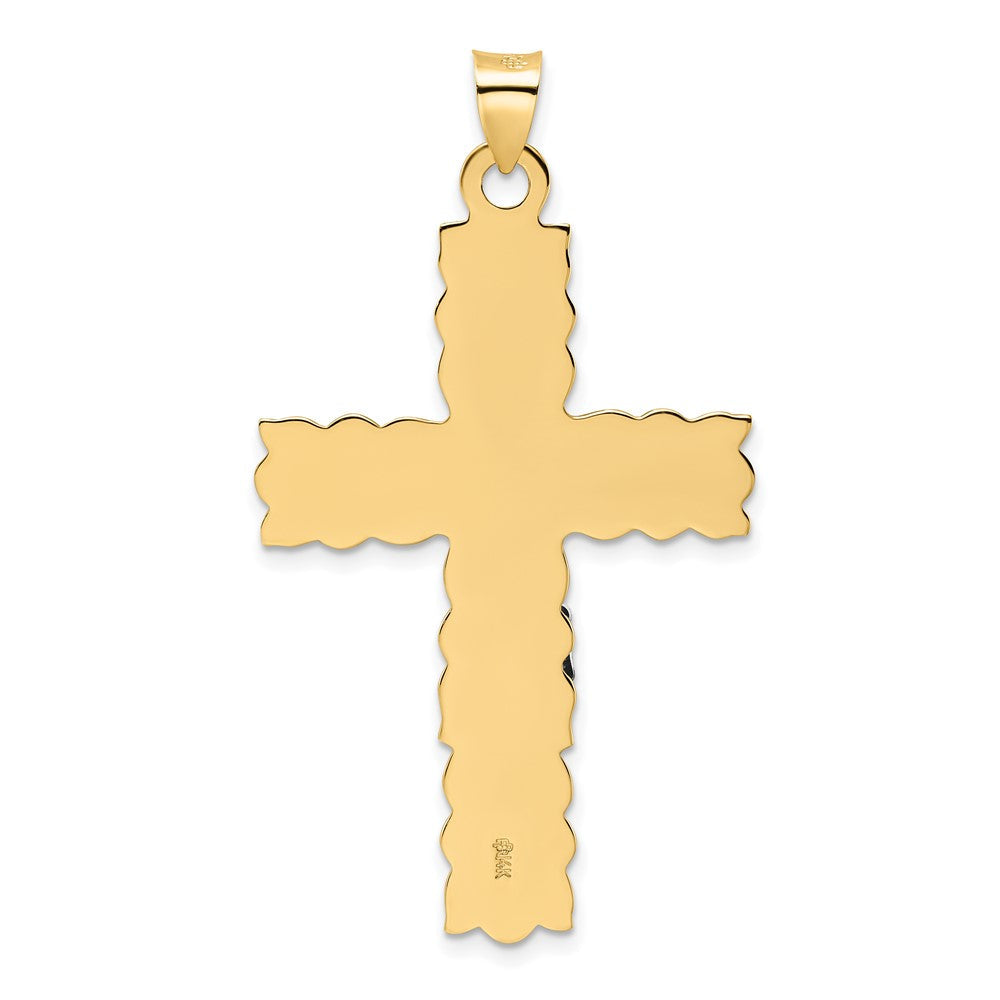 14K Bicolor Gold Polierter Massiver INRI-Kruzifix-Anhänger