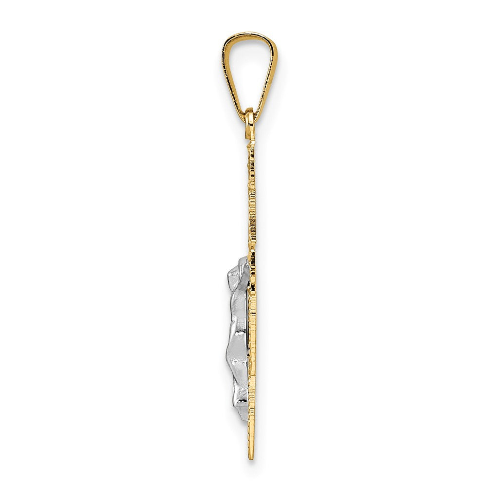 14K Bicolor-Gold Massiver Kruzifix-Anhänger