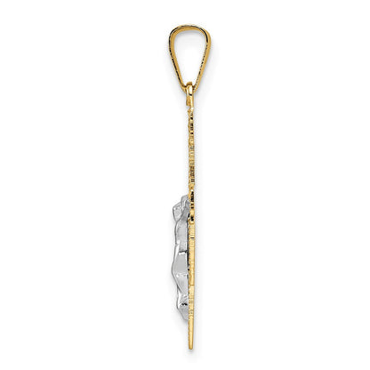 14K Bicolor-Gold Massiver Kruzifix-Anhänger