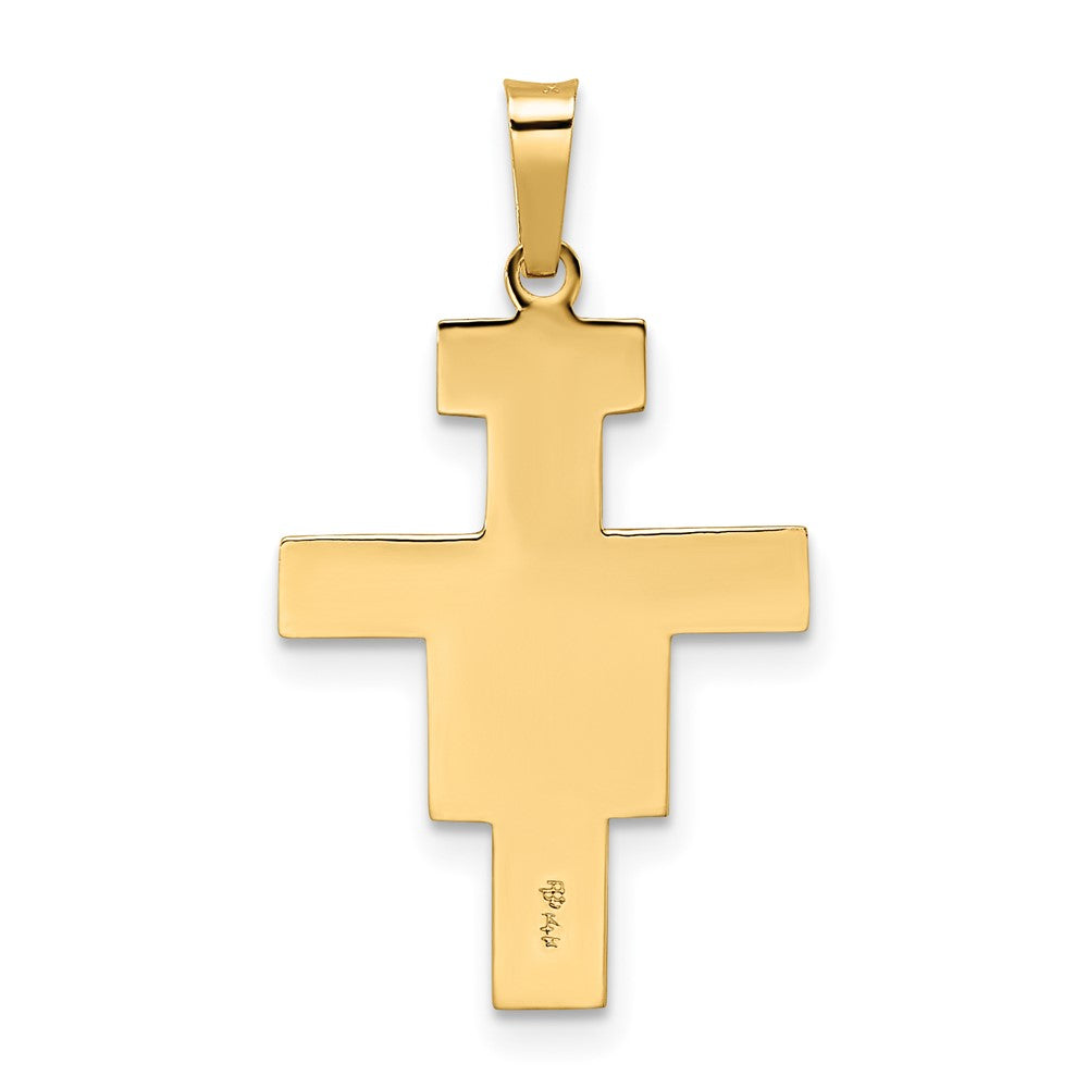 14K Bicolor-Gold Massiver Kruzifix-Anhänger