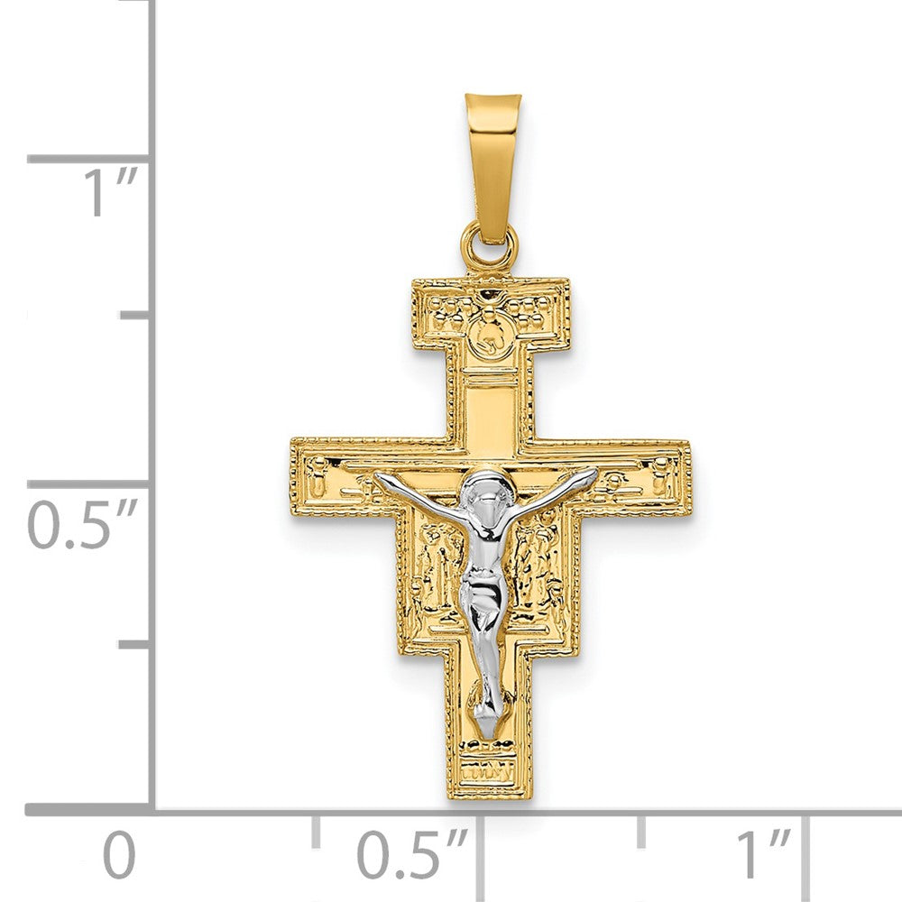 14K Bicolor-Gold Massiver Kruzifix-Anhänger