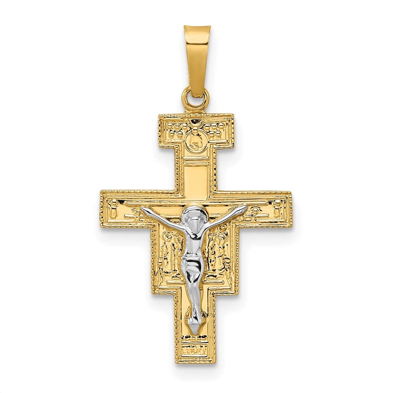 14K Bicolor-Gold Massiver Kruzifix-Anhänger