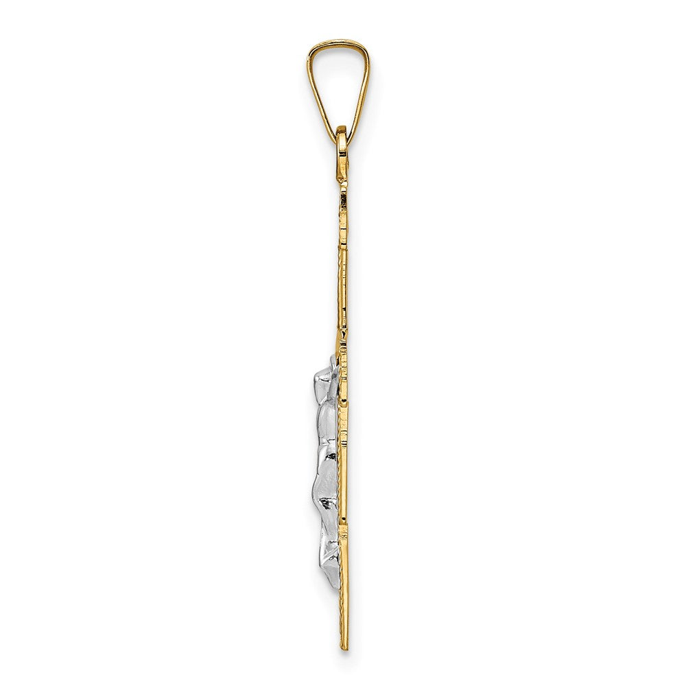 14K Bicolor Gold Massiv-Kruzifix-Anhänger