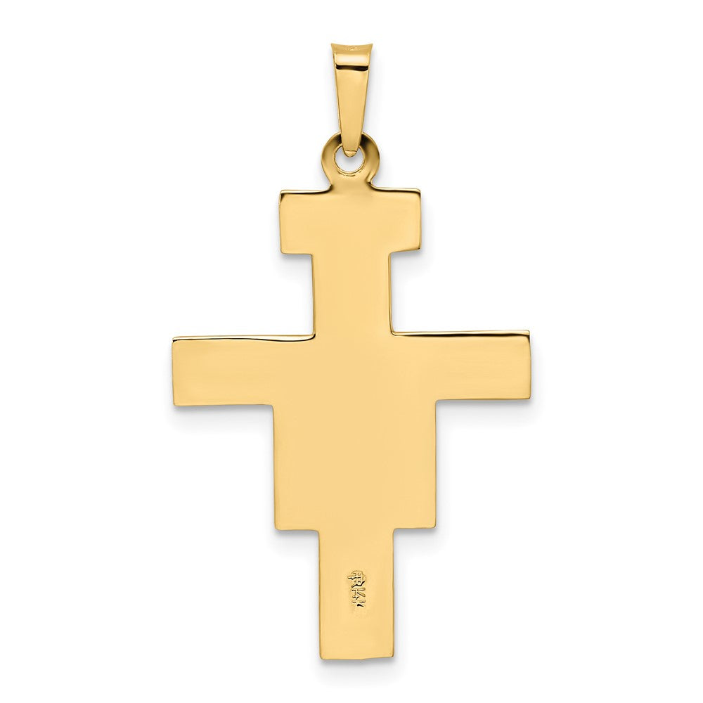 14K Bicolor Gold Massiv-Kruzifix-Anhänger
