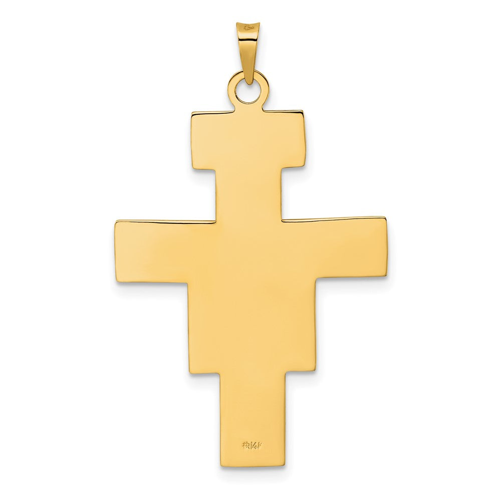 14K Bicolor Gold Polierter Fantasie-Kreuz-Anhänger, massiv