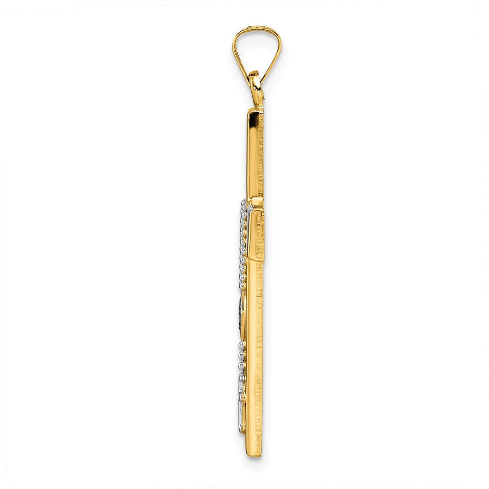 14K Bicolor 14K Bicolor Poliert Hohl Rosenkranz Kreuz Anhänger