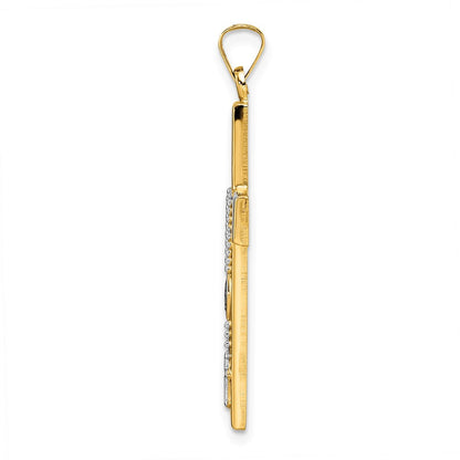 14K Bicolor 14K Bicolor Poliert Hohl Rosenkranz Kreuz Anhänger