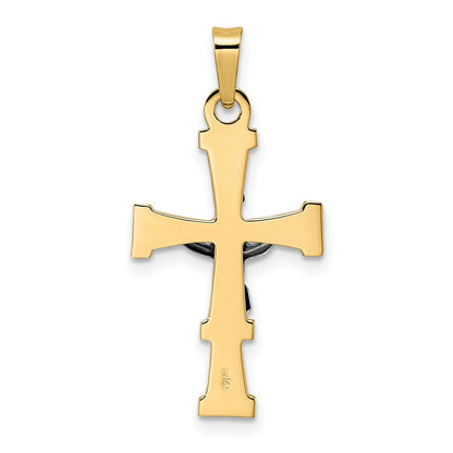 14K Bicolor Gold Polierter Massiver INRI-Kruzifix-Anhänger
