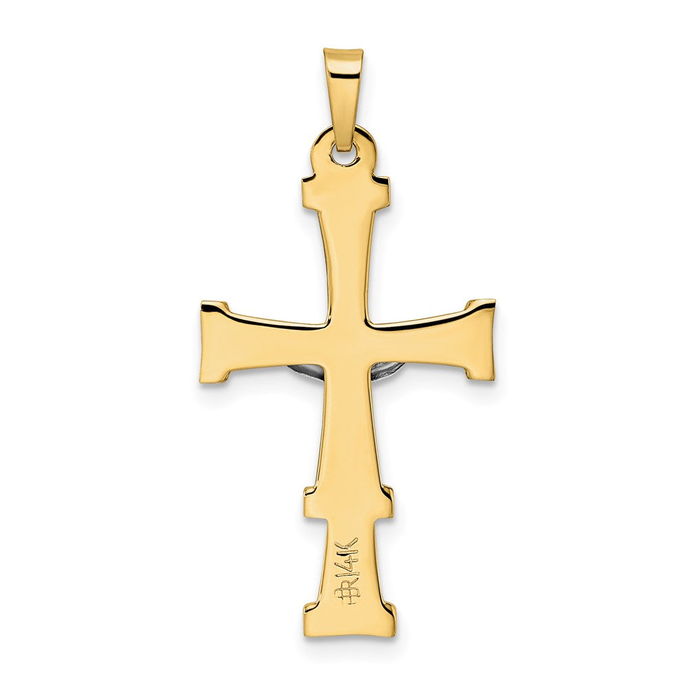 14K Bicolor Gold Polierter Massiver INRI-Kruzifix-Anhänger