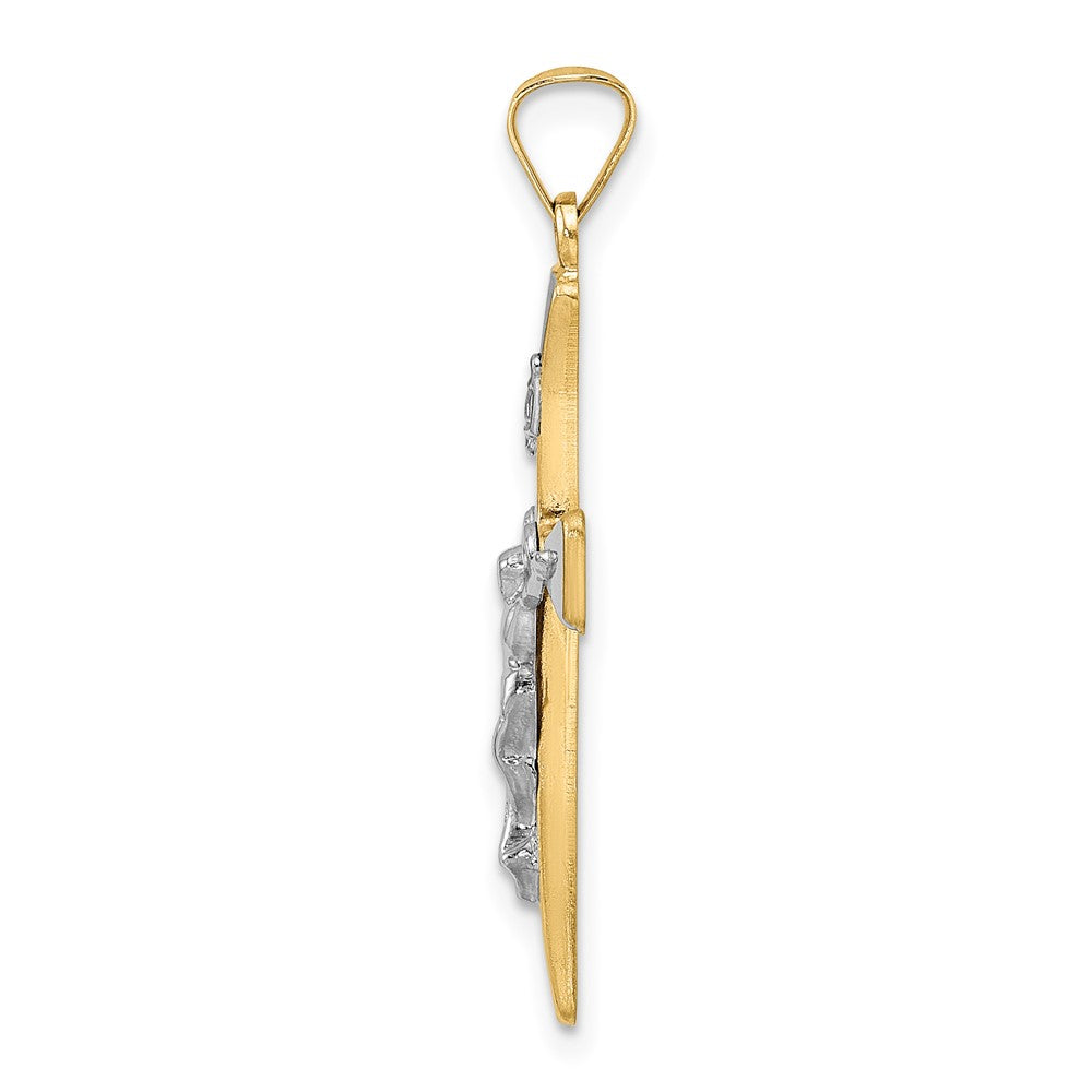 14K Bicolor 14K Bicolor Poliert Hohl Inri Kruzifix Kreuz Anhänger