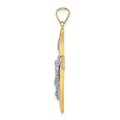 14K Bicolor 14K Bicolor Poliert Hohl Inri Kruzifix Kreuz Anhänger