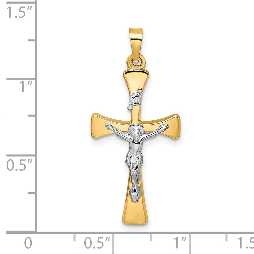14K Bicolor 14K Bicolor Poliert Hohl Inri Kruzifix Kreuz Anhänger