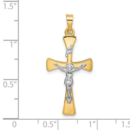 14K Bicolor 14K Bicolor Poliert Hohl Inri Kruzifix Kreuz Anhänger