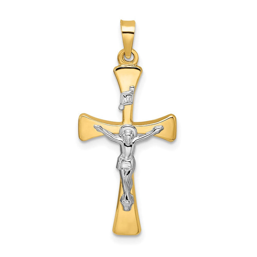 14K Bicolor 14K Bicolor Poliert Hohl Inri Kruzifix Kreuz Anhänger