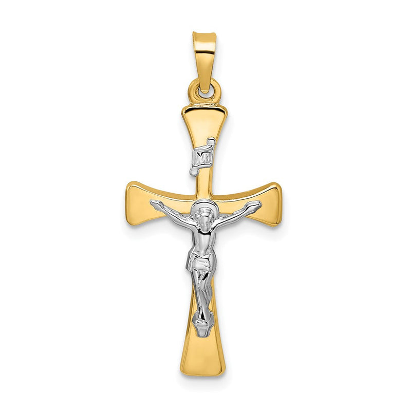 14K Bicolor 14K Bicolor Poliert Hohl Inri Kruzifix Kreuz Anhänger