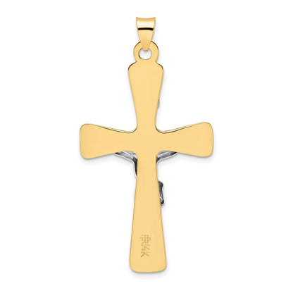 14K Bicolor Gold polierter massiver INRI-Kruzifix-Anhänger