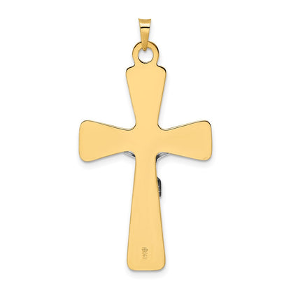 14K Bicolor-Gold Polierter Massiver INRI-Kruzifix-Anhänger
