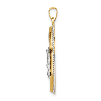 14K Bicolor 14K Bicolor und Weiß Rhodium Hohl Inri Kruzifix Anhänger