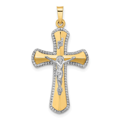 14K Bicolor 14K Bicolor und Weiß Rhodium Hohl Inri Kruzifix Anhänger