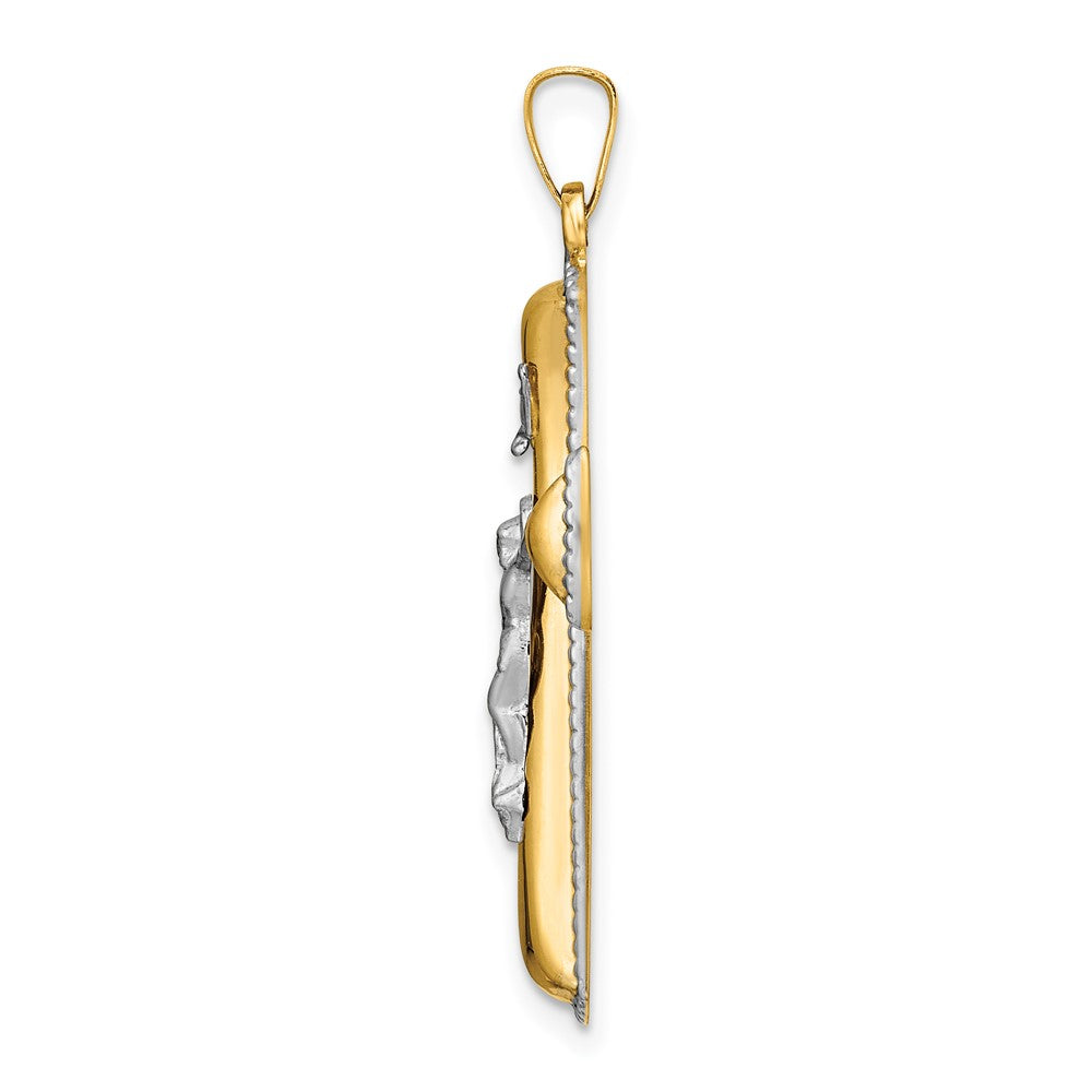 14K Bicolor 14K Bicolor und Weiß Rhodium Hohl Inri Kruzifix Anhänger