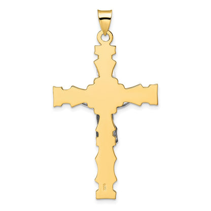 14K Bicolor-Gold massiver INRI-Kruzifix-Anhänger
