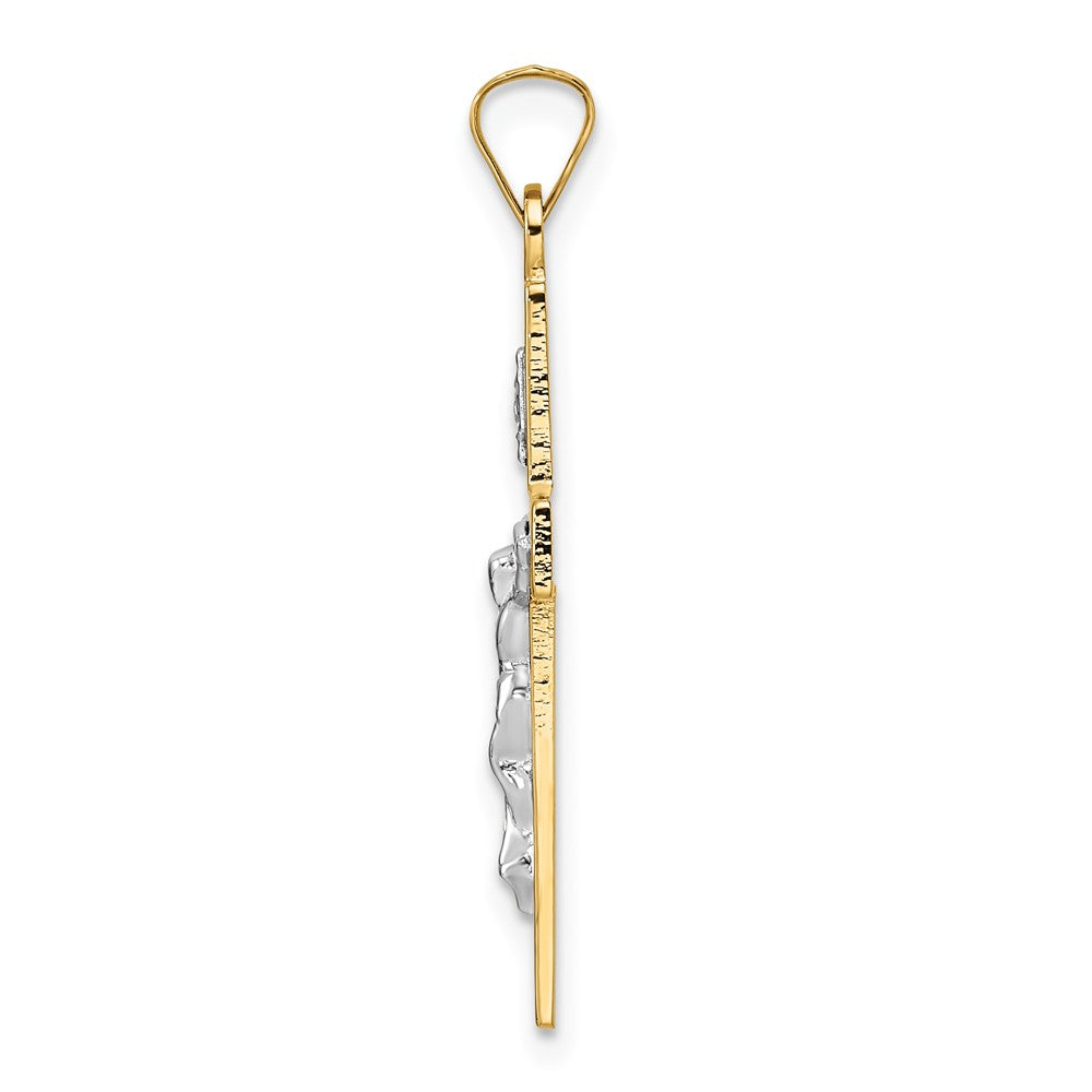 14k Bicolor Gold Polierter Massiver INRI Kruzifix-Anhänger