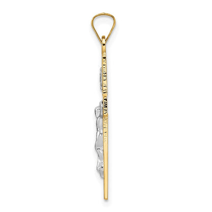 14k Bicolor Gold Polierter Massiver INRI Kruzifix-Anhänger