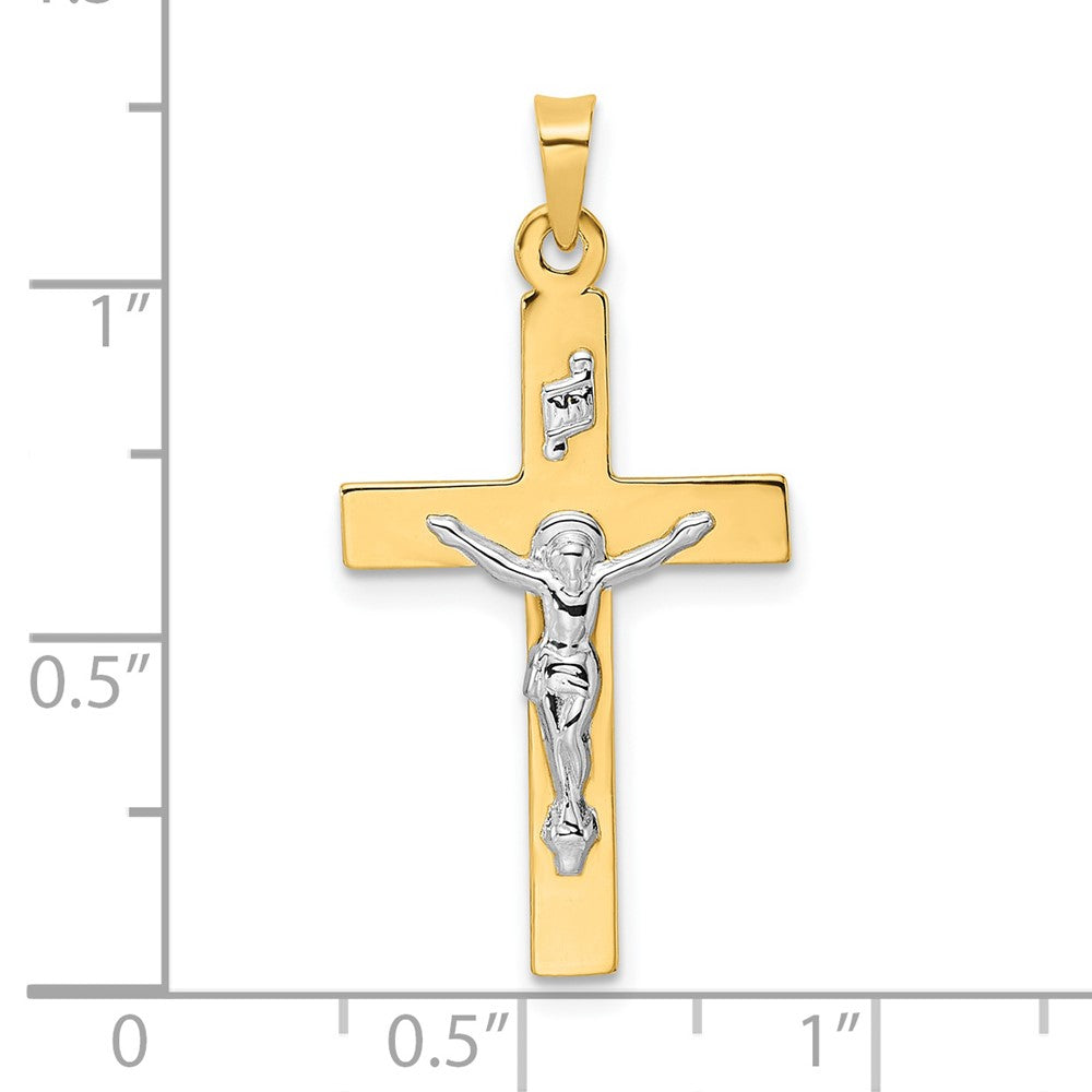 14k Bicolor Gold Polierter Massiver INRI Kruzifix-Anhänger