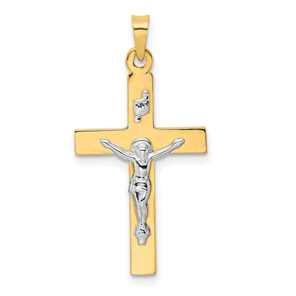 14k Bicolor Gold Polierter Massiver INRI Kruzifix-Anhänger
