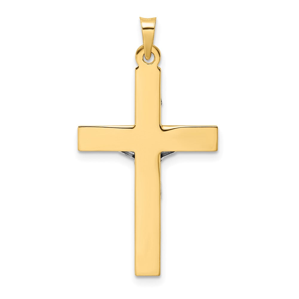 14K Bicolor Gold Polierter Massiver INRI-Kruzifix-Anhänger